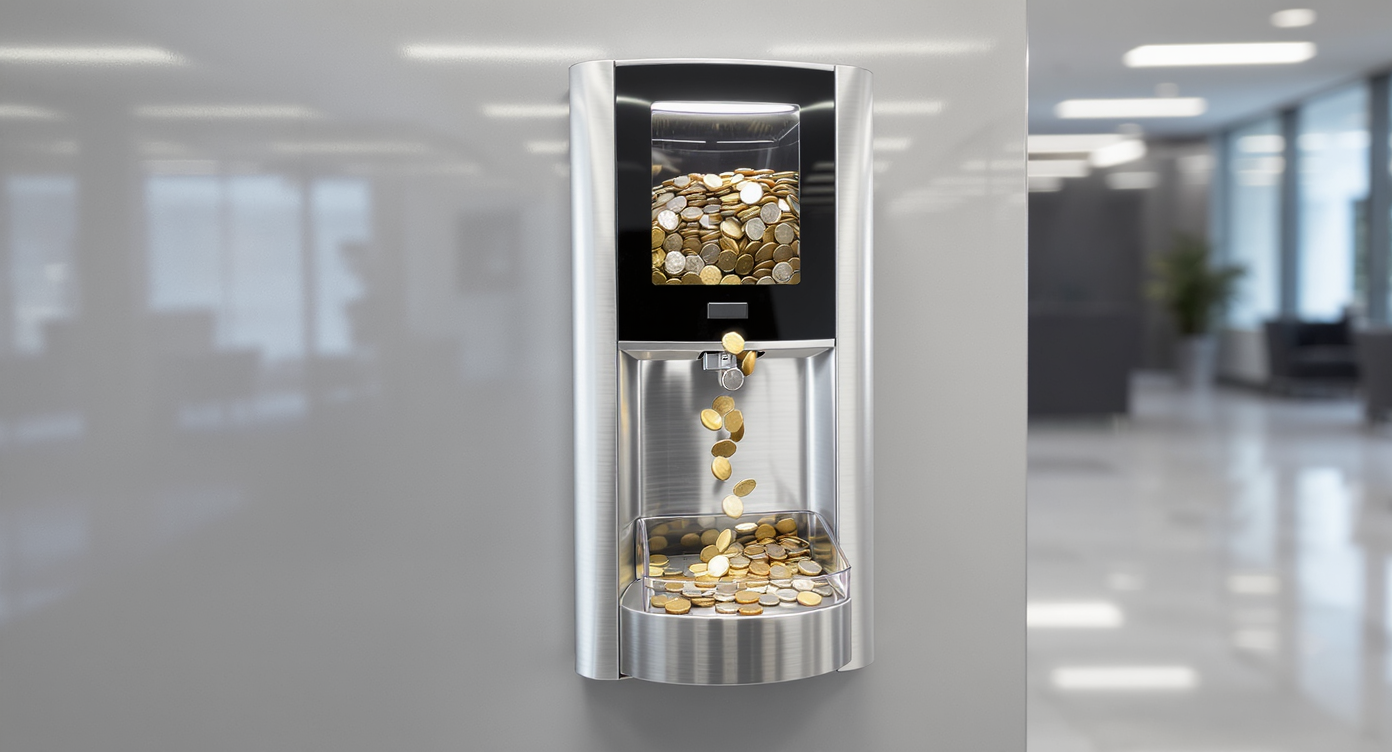 Distributeur de monnaie automatique dans un environnement professionnel moderne